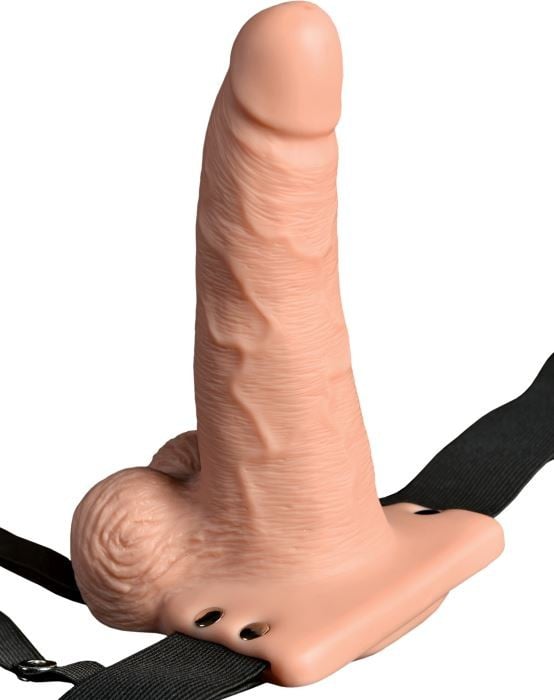 Порожнистий страпон з вібро і пультом 6 "Hollow Rechargeable Strap-on Remote Flesh від Pipedream - Зображення 2