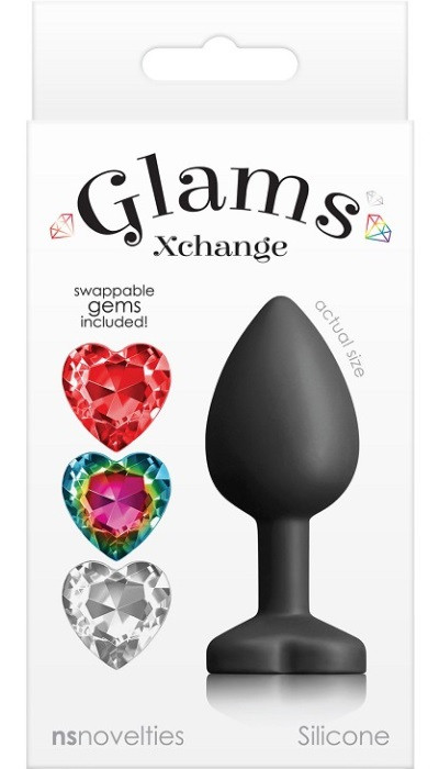 Анальная пробка со сменными кристаллами NS Novelties Glams Xchange Heart Small - Изображение 4