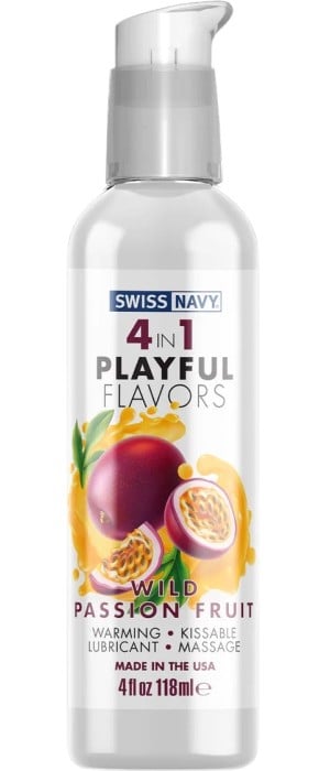 Лубрикант со вкусом маракуйи Swiss Navy 4 in 1 Playful Flavors Wild Passion Fruit, 118 мл