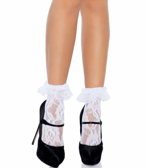Носки Lace Anklet With Ruffle White от Leg Avenue - Изображение 5