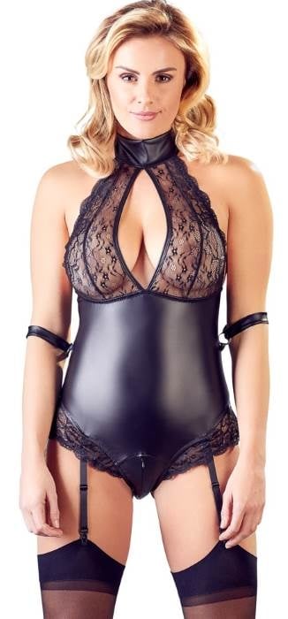 Боди с вырезами и фиксаторами для рук Bondage Lace Body от Orion