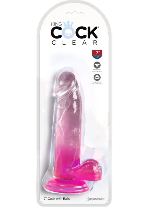 Фалоімітатор Pipedream King Cock Clear 7" Pink - Зображення 2