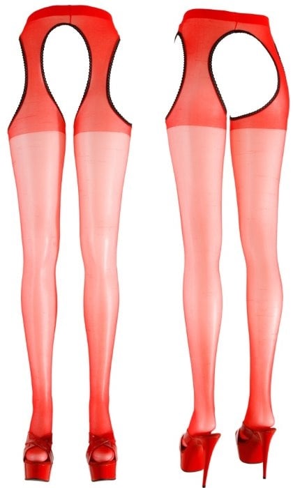Колготки з вирізом Cottelli Collection Sex Tights Red від Orion - Зображення 3