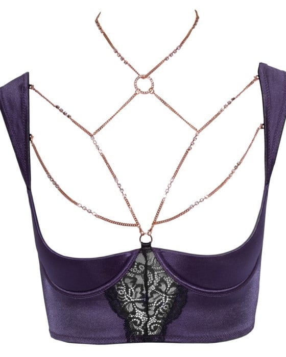 Комплект Abierta Fina Shelf Bra and Crotchless Suspender Briefs бюстгальтер і трусики з пажами від Orion - Зображення 5