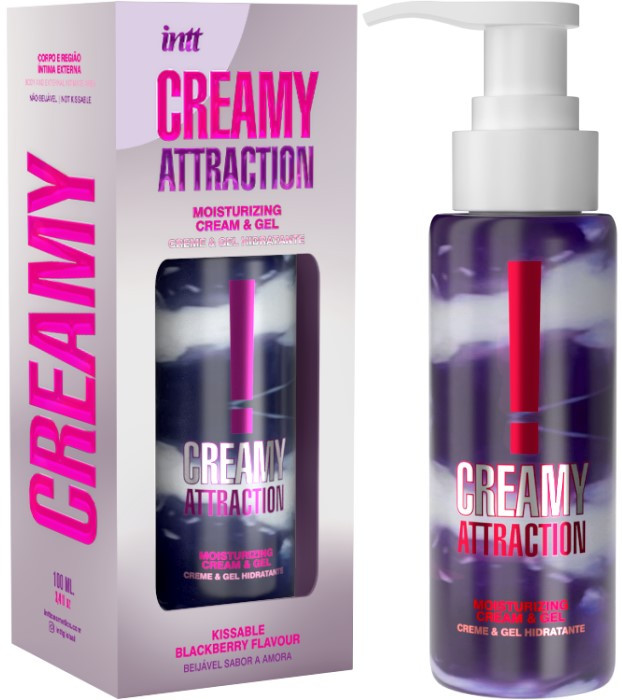 Гель-крем для увлажнения тела и интимной зоны со вкусом ежевики Intt Creamy Attraction Blackberry, 100 мл