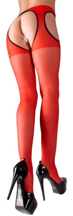 Колготки з вирізом Cottelli Collection Sex Tights Red від Orion - Зображення 2