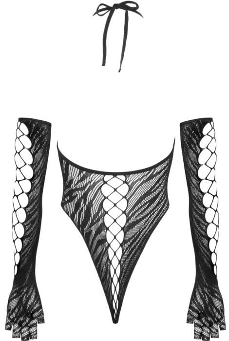 Боді з вирізом і рукавичками Cottelli Collection Fantasy Body - Зображення 5