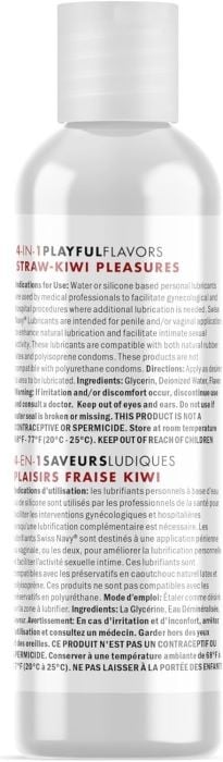 Лубрикант со вкусом клубники и киви Swiss Navy 4 in 1 Playful Flavors Straw-Kiwi Pleasures, 29.5 мл - Изображение 2