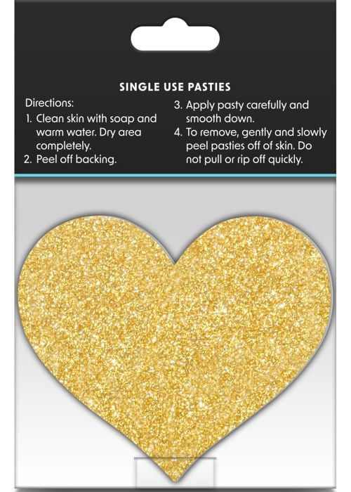 Наклейки на соски NS Novelties Pretty Pasties Glitter Hearts (Black/Gold) - Изображение 3
