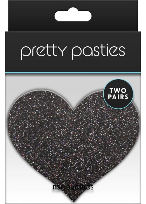 Наклейки на соски NS Novelties Pretty Pasties Glitter Hearts (Black/Gold) - Изображение 2