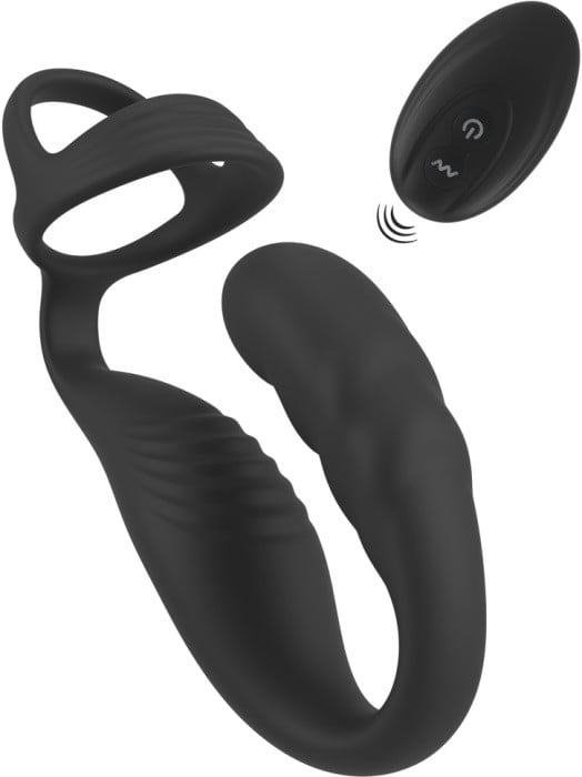 Ерекційне кільце з анальною стимуляцією і вібрацією Cock Ring with RC Prostate Plug від Orion - Зображення 9
