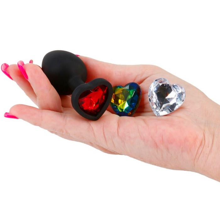 Анальная пробка со сменными кристаллами NS Novelties Glams Xchange Heart Small - Изображение 3