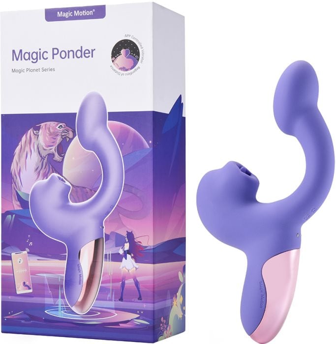 Вибратор-кролик с подвижным язычком Magic Motion Ponder (Purple) - Изображение 17