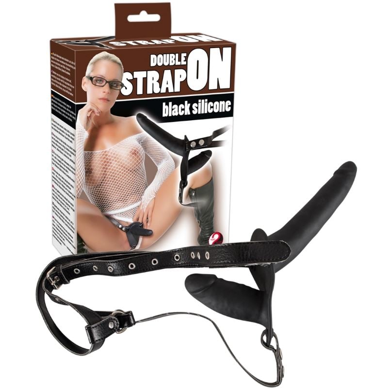 Жіночий подвійний страпон Double Strap-on Black Silicone від Orion - Зображення 3