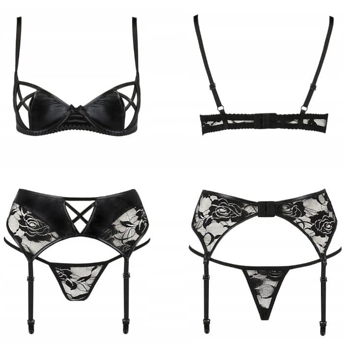 Комплект бюстгальтер, трусики і пояс Avanua Hessa Set (Black) - Зображення 5