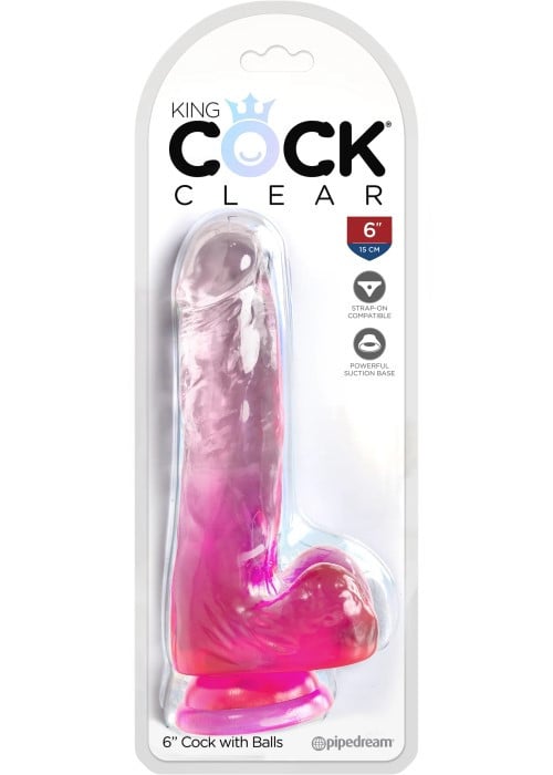Фалоімітатор Pipedream King Cock Clear 6" Pink - Зображення 2