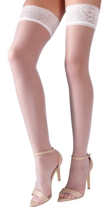 Панчохи Cottelli Legwear Hold-up Stockings (White)