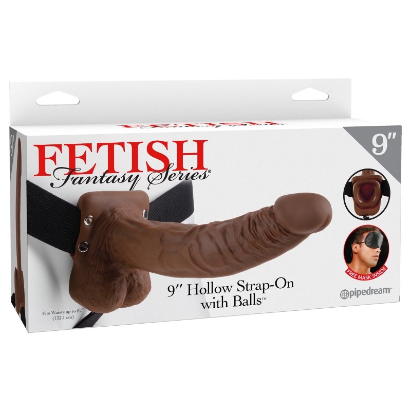 Порожнистий страпон Hollow Strap-On 9" Brown with Balls від Pipedream - Зображення 5