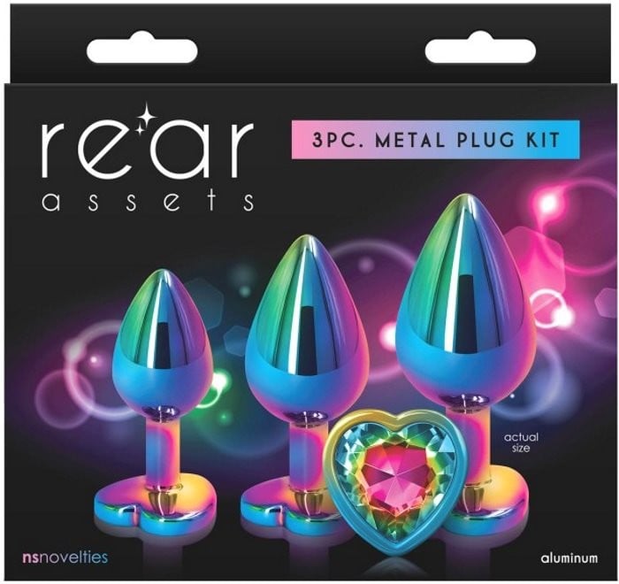 Набор анальных пробок Rear Assets Metal Heart Plug Kit от NS Novelties - Изображение 2