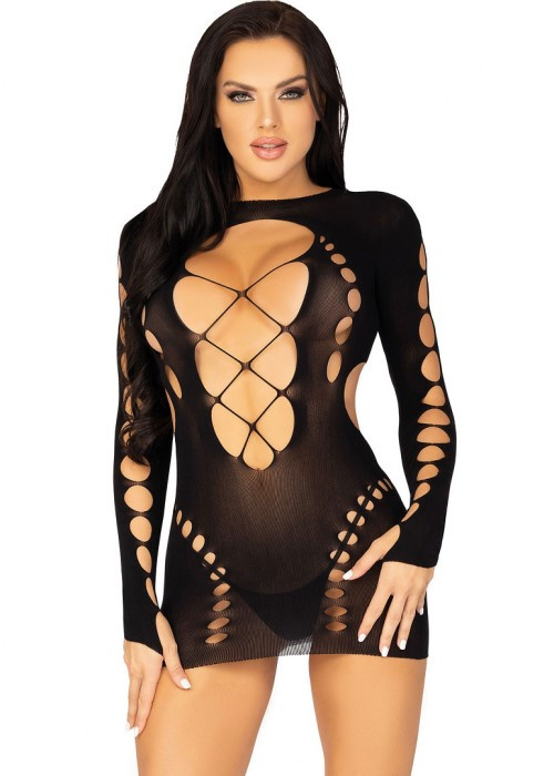 Мини платье Leg Avenue Long Sleeve Cut Out Mini Dress