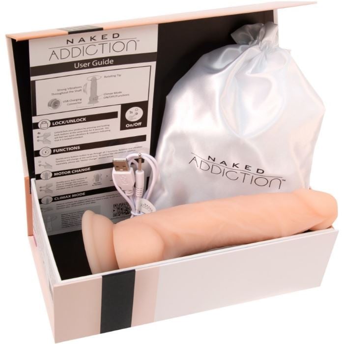 Вібратор з обертанням кібершкіра Naked Addiction 8" Rotating & Vibrating Dong - Зображення 11
