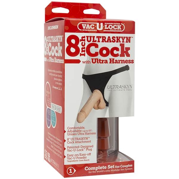 Страпон Vac-U-Lock Set 8" Ultra Harness Ultraskyn от Doc Johnson - Изображение 4